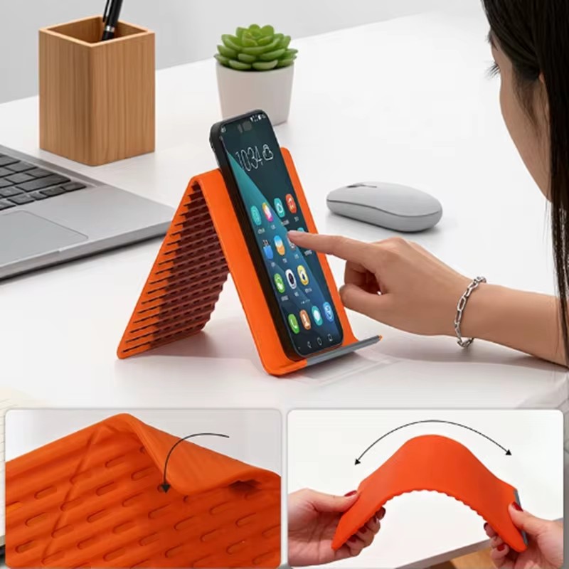 Desk Accessories - 怠惰な携帯電話スタンド シリコン製デスクトップタブレット/ノートパソコンホルダー クリエイティブで柔軟な折りたたみ式変形スタンド 旅行用アクセサリー