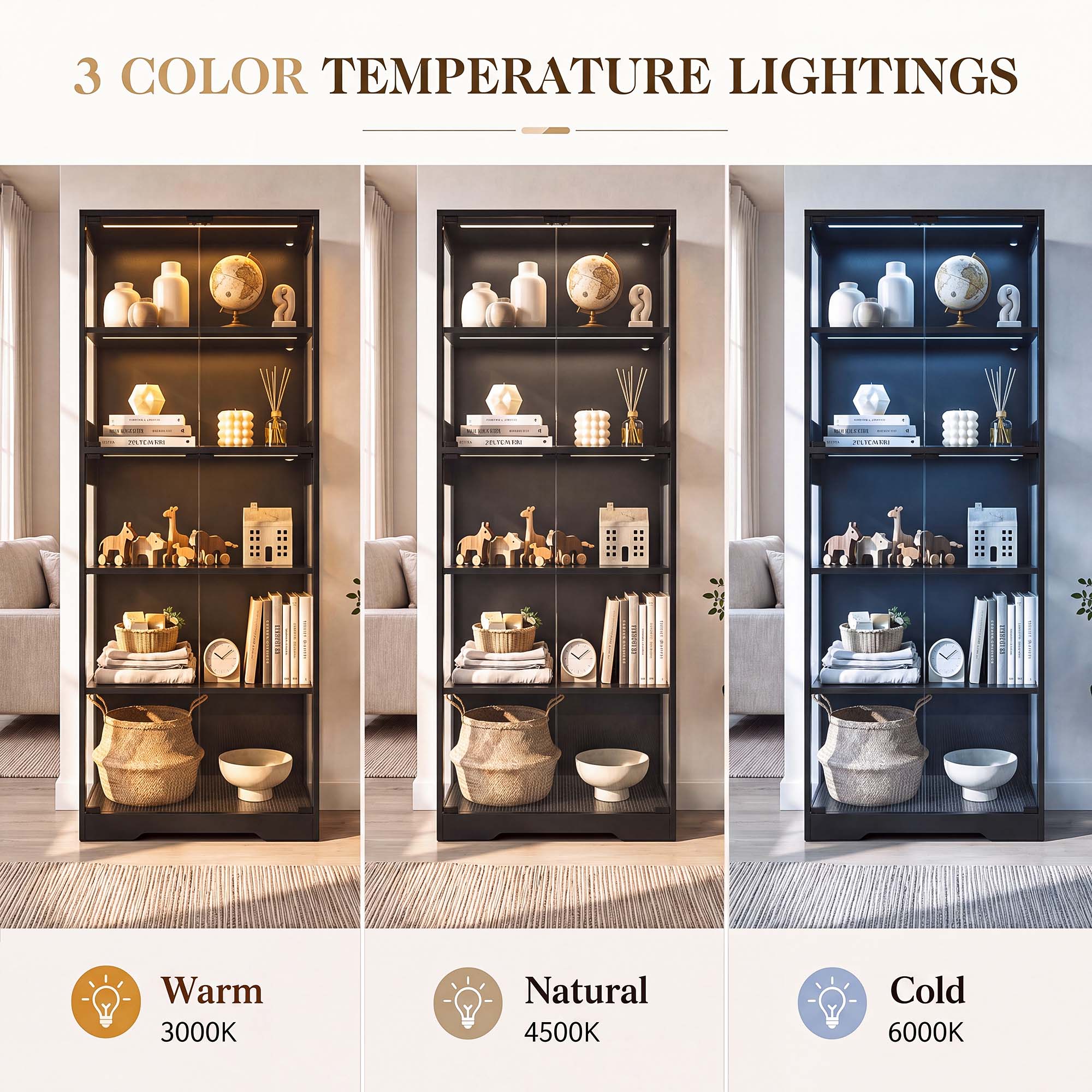 TCGBKAF 5段ディスプレイキャビネット、ガラス扉、モー - Office Furniture のレビューと価格