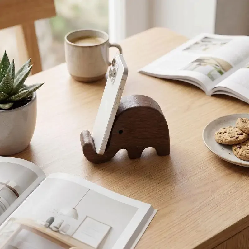クリエイティブなデザインの黒クルミ材を使用した、無垢材のスマ - Desk Accessories のレビューと価格