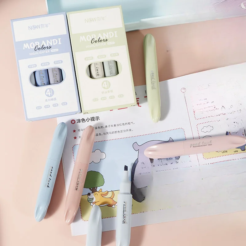 4本セット モランディグラデーション デュアルチップ蛍光ペン - Pastel Highlighter Set Double Ended のレビューと価格