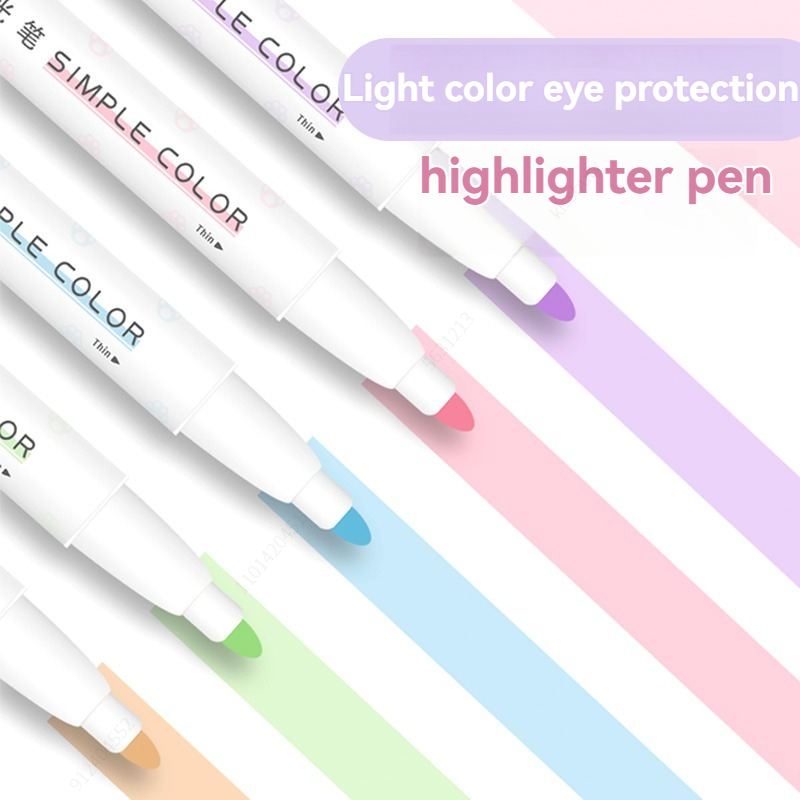 パステルカラー蛍光ペン、デュアルチップ蛍光フックペン、カラー - Pastel Highlighter Set Double Ended のレビューと価格